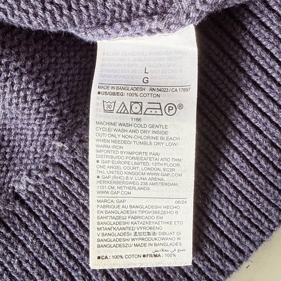 GAP Men’s Cotton Crewneck Sweater Large Navy Blue Long Sleeve Knit Pullover - Picture 6 of 8